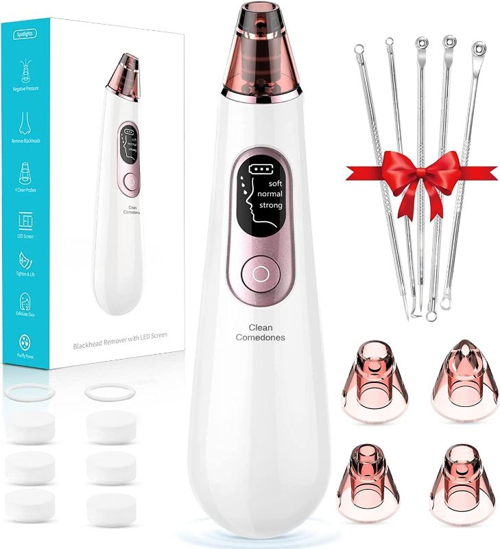 Photo 1 of Blackhead Remover Pore Vacuum, Electric Blackhead Extractor Pore Vacuum - Rechargeable Facial Pore Cleaner with LED Screen, 4 Suction Probes & 3 Modes - Blackhead Remover Tool for Men & Women