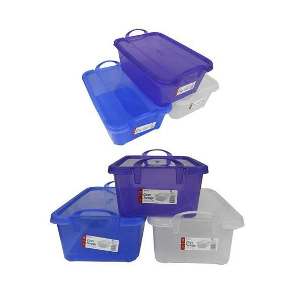 Photo 1 of The Mazel Company - 14 qt. Clear Storage Container Assortment - Blue, Purple, & Clear - Pack of 6
