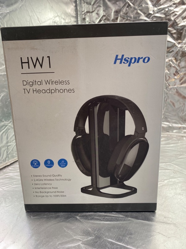 Photo 2 of HSPRO Wireless TV Headphones, Over Ear Headsets with Wireless 2.4GHz RF Transmitter Charging Dock, Rechargeable Digital Stereo Headsets for Watching TV Computer Games, 100ft Wireless Range