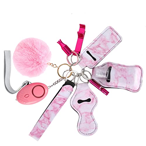 Photo 1 of  Safety Keychain Set for Women, 10 Pcs Safety Keychain Accessories, Self Defense Keychain Set with Personal Alarm, Pink