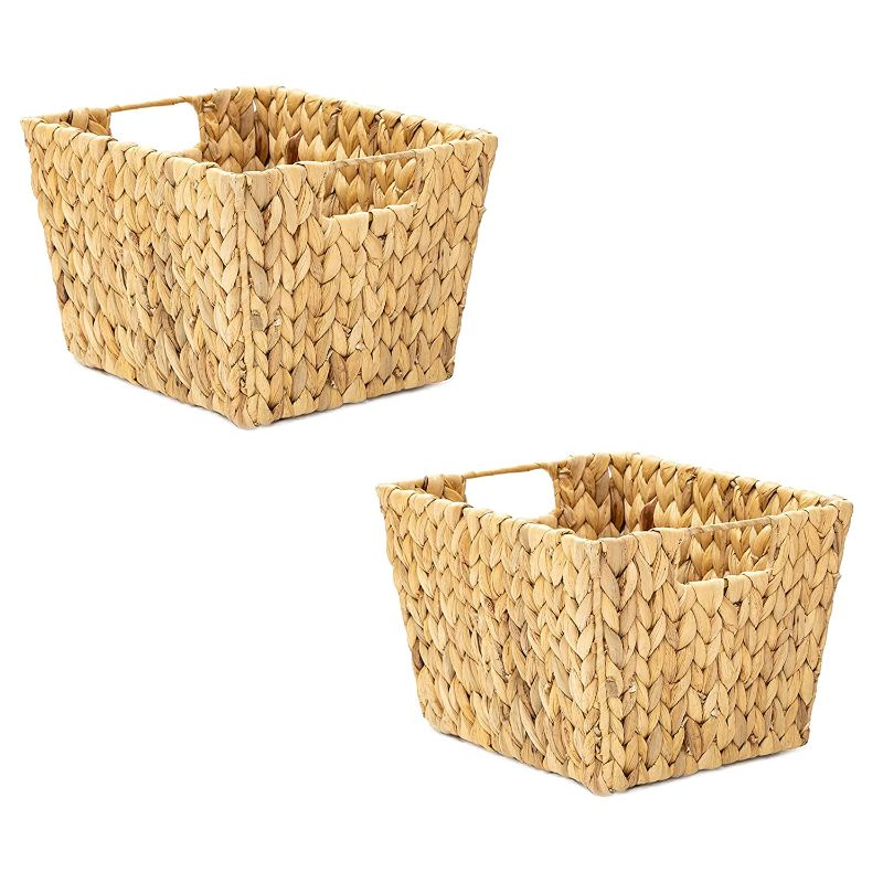 Photo 1 of  Hyacinth Storage Basket with Handles, Rectangular, by Trademark Innovations (Set of 2) NEW