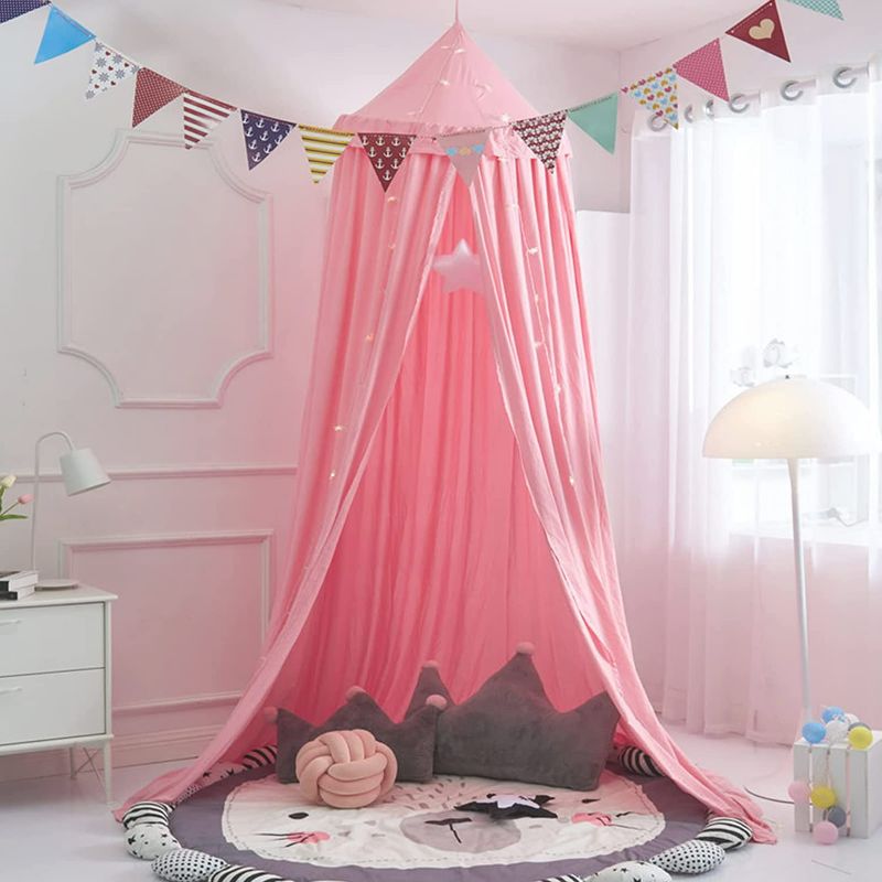 Photo 1 of dix-rainbow Princess Bed Canopy for Kids Baby Bed, Round Dome Kids Indoor Outdoor Castle Play Tent Hanging House Decoration Cotton Mauve Rose NEW