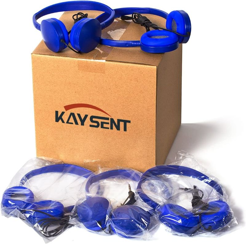 Photo 1 of Wholesale Bulk Headphone Earphone Earbud - Kaysent(KHP0-25DBlue) 25 Pack Wholesale Dark Blue Headphone for School, Classroom, Airplane, Hospiital, Students,Kids and Adults NEW 