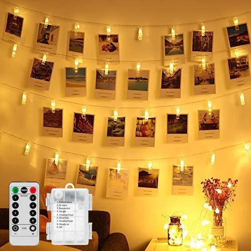 Photo 1 of Magnoloran LED Photo Clips Remote String Lights, 50 LED Fairy Twinkle Lights, Wedding Party Home Decor Lights for Hanging Photos, Cards and Artwork (16.4ft, Warm White) NEW
