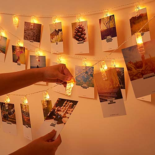 Photo 2 of Magnoloran LED Photo Clips Remote String Lights, 50 LED Fairy Twinkle Lights, Wedding Party Home Decor Lights for Hanging Photos, Cards and Artwork (16.4ft, Warm White) NEW