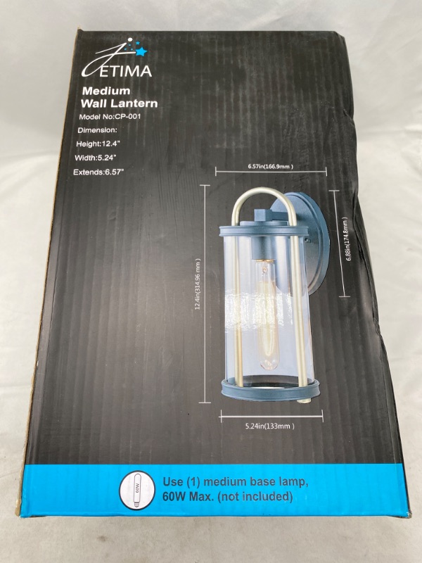 Photo 2 of Jetima Waterproof Outdoor Wall Lamp with Clear Glass Shade and E26 Base Cap  NEW