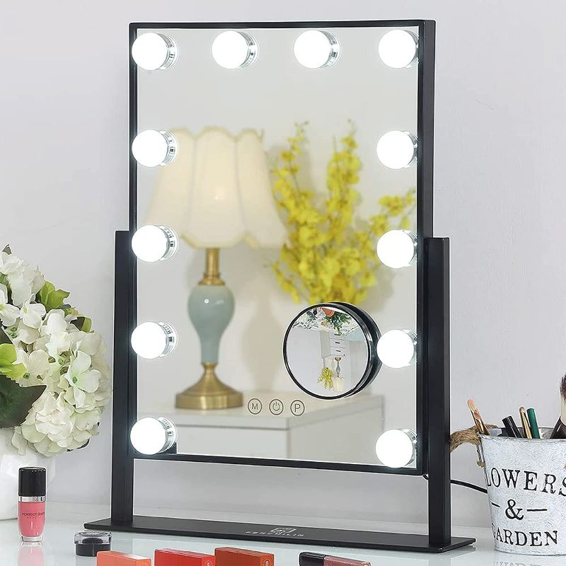 Photo 1 of Hollywood Mirror Vanity Makeup Mirror with Light Smart Touch Control Dimable Light Detachable 10X Magnification NEW 