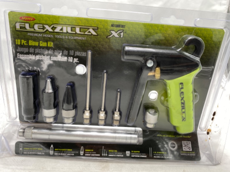 Photo 2 of Flexzilla X1 Blow Gun Kit, 10-Piece, ZillaGreen - AG1500FZKIT NE W