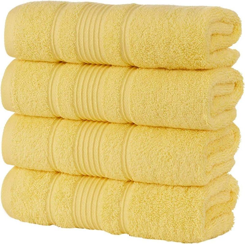 Photo 1 of EuroSpa Bath Towels | 100% Cotton 4 Piece Zero Twist | Luxury Bathroom Towel Set | Quick Dry | Highly Absorbent Towels for Bathroom |(2 PCS 30X60 & 2 PCS 16X24) |Ultra Super Soft | Large Bath Towels YELLOW NEW 