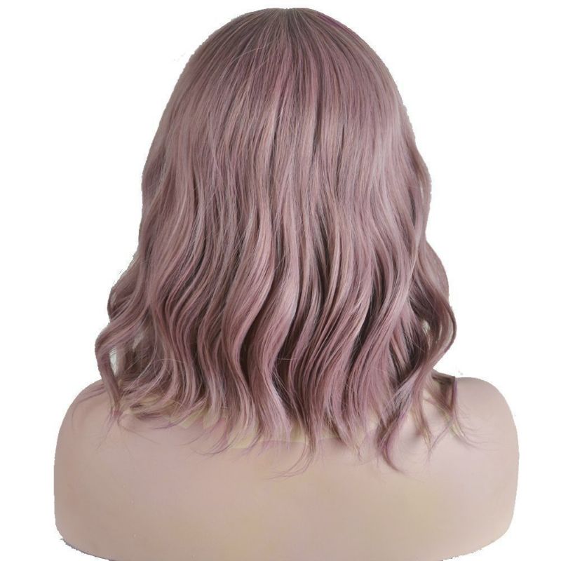 Photo 2 of BERON 14 Inches Purple Wig Short Curly Wig Women Girl's Synthetic Wig Dust Purple Wig with Bangs Wig Cap Included NEW