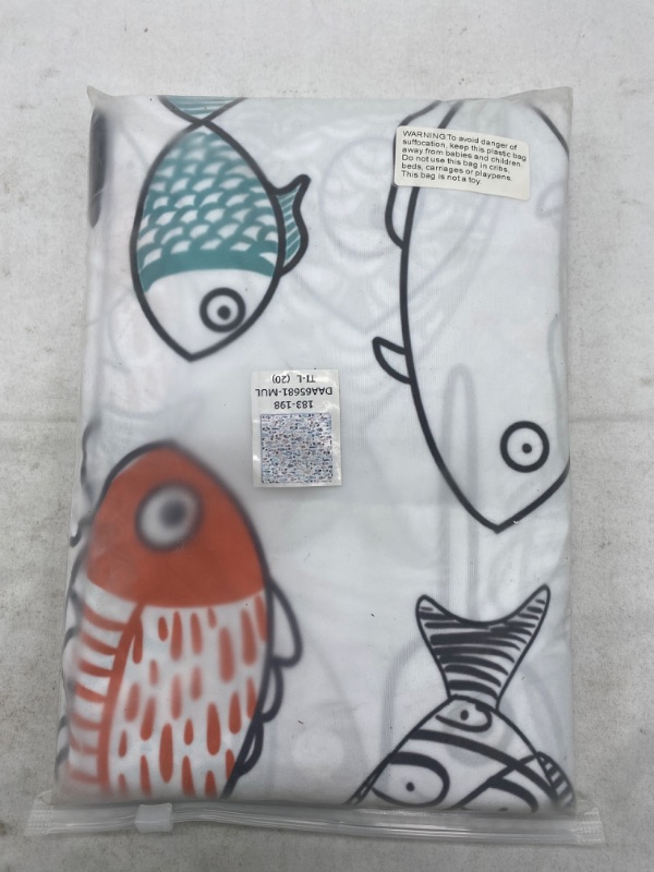 Photo 2 of HipStyle - Sardinia -  Modern Multi-color Fish - Cotton Printed - Designer Shower Curtain - - Machine Washable NEW 