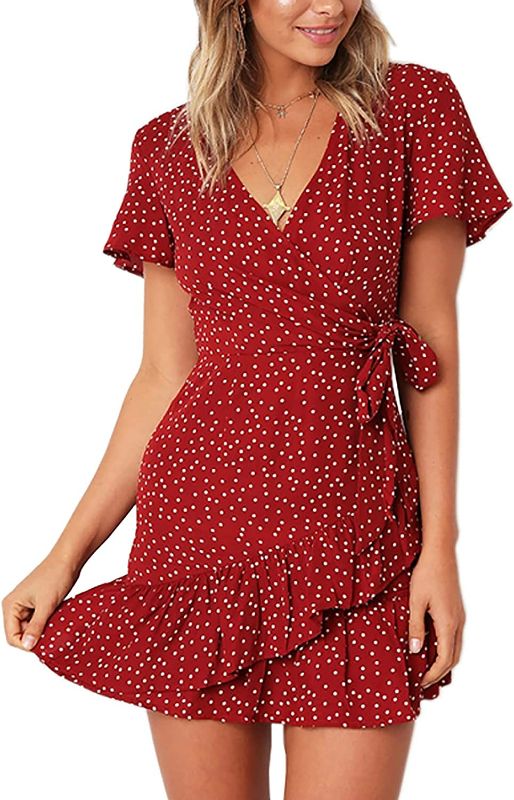 Photo 1 of Relipop Summer Women Short Sleeve Print Dress V Neck Casual Short Dresses (XXL) NEW