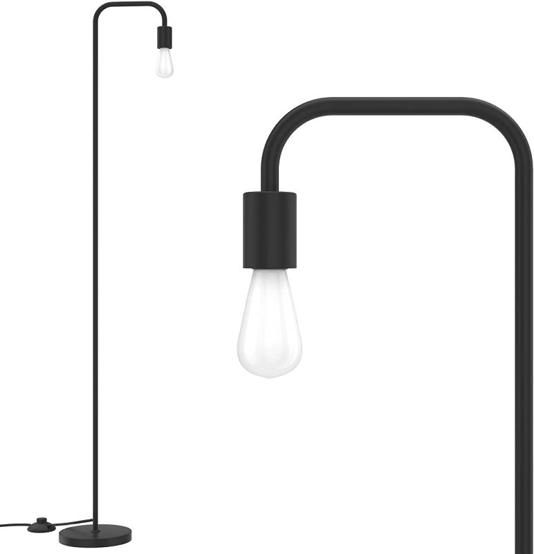 Photo 1 of PAZZO Floor Lamp, Industrial Floor Lamp, Led Light Bulb Included, in-line On/Off Foot Switch, Fits for Living Room, Bedroom, Near Window, Matte Black NEW 