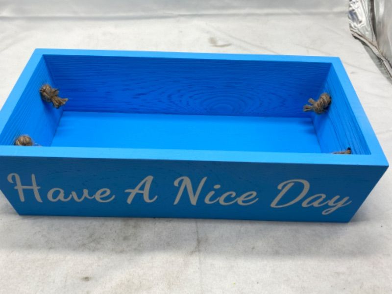 Photo 1 of Lewondr Bathroom Decor Box, Vintage Wooden Organizer, Blue NEW 