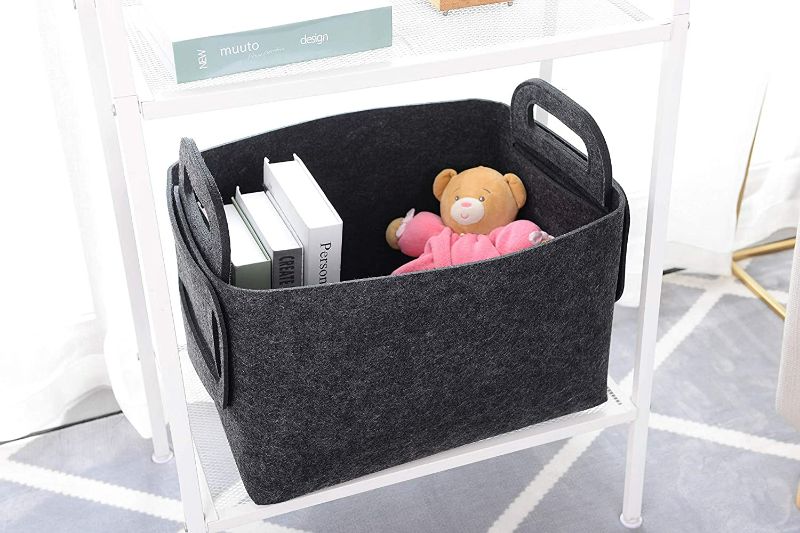 Photo 1 of Storage Basket Felt Storage Bin Collapsible & Convenient Box Organizer with Carry Handles for Office Bedroom Closet Babies Nursery Toys DVD Laundry Organizing NEW 