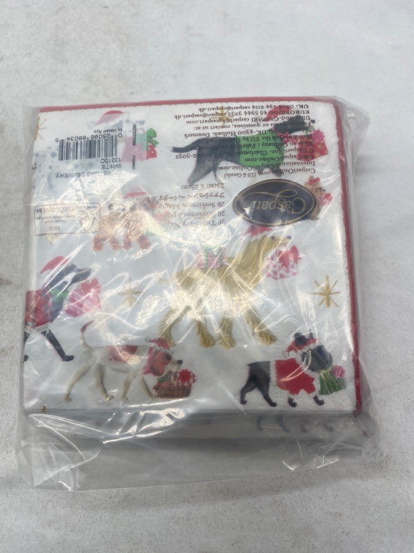 Photo 2 of Caspari Christmas Delivery Paper Luncheon Napkins in White - Two Packs of 20 NEW