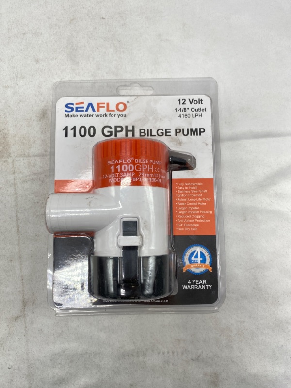 Photo 2 of Seaflo 1100 GPH 12v Boat Marine Plumbing Electric Bilge Pumps 1000gph
