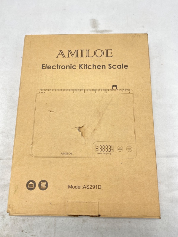 Photo 2 of Amiloe MAX 33lb Kitchen Scale with Measure Length(8inch), Food Scales Digital Weight Grams and Oz with Shrink Hook, 6 Units, Tare Function, High Precision to 1g/0.1oz for Baking and Cooking NEW