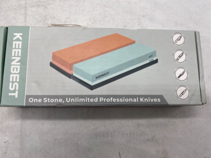 Photo 2 of Sharpening Stone Whetstone Set 2 Side Grit 400/1000 Kitchen Knife Sharpener Stone Wet Stones for Sharping Knives Kit with Non-slip Rubber Base Green NEW