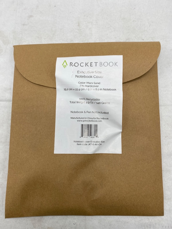 Photo 2 of Rocketbook Smart Notebook Folio Cover - 100% Recyclable, Biodegradable Cover with Pen Holder, Magnetic Clasp & Inner Storage - Mars Sand Tan, Executive Size (6" x 8.8") Executive Size Mars Sand Tan NEW 