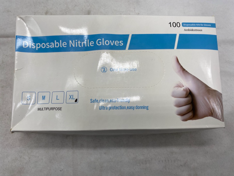 Photo 2 of 100 Pcs Nitrile Disposable XL (White ) Gloves