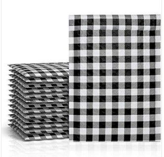Photo 1 of 6X10 | 25 PACK | BUBBLE-MAILER PADDED ENVELOPE | BLACK AND WHITE FARMHOUSE CHECKERED PATTERN NEW
