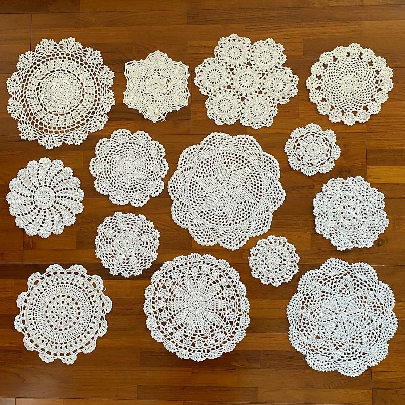 Photo 1 of kilofly 14 pcs Cotton Crochet Doilies NEW