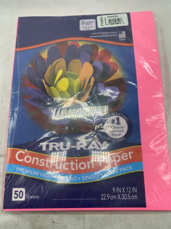 Photo 2 of (2 PACK) Pacon Tru-Ray Construction Paper, 76 lbs., 9 x 12, Shocking Pink, 50 Sheets/Pack
