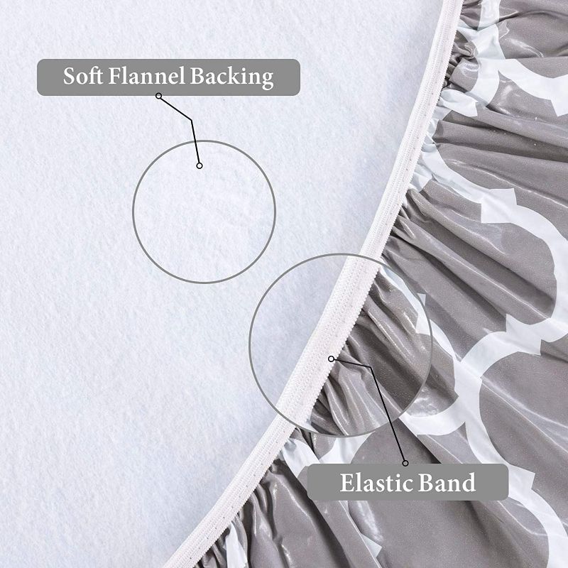 Photo 1 of UMINEUX Round Fitted Vinyl Tablecloth with Elastic Edged & Flannel Backing, Waterproof Wipeable Round Table Cover for Indoor Outdoor Patio Use - Fits Tables up to 40" - 44" Diameter(Gray Moroccan)  NEW
