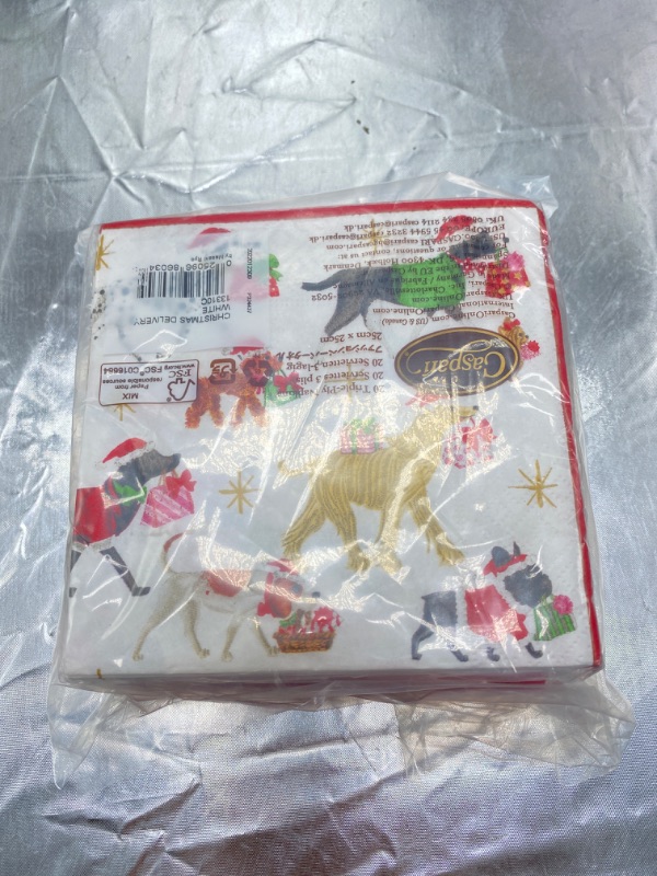 Photo 2 of 2 PACK of Christmas Delivery Cocktail Napkin - White NEW 