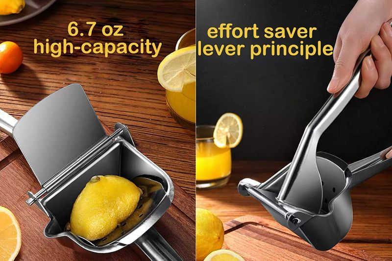 Photo 2 of Real Stainless Steel Lemon Squeezer Citrus Juicer Hand Press Heavy Duty Manual Squeeze Juice Extractor Maker Orange Lime Grapefruit Presser - Bonus 50 Pcs Filter Bags NEW