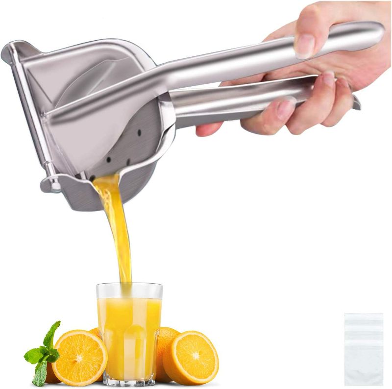 Photo 1 of Real Stainless Steel Lemon Squeezer Citrus Juicer Hand Press Heavy Duty Manual Squeeze Juice Extractor Maker Orange Lime Grapefruit Presser - Bonus 50 Pcs Filter Bags NEW