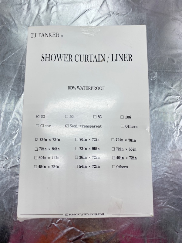 Photo 3 of Titanker Fabric Shower Curtain Liner with 2 Magnets and Waterproof Lightweight 3G PEVA Shower Curtain Liner,72 x 72 Inches, Frosted NEW