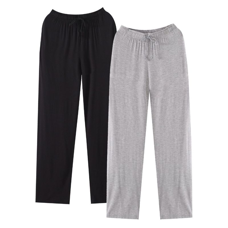 Photo 1 of YUSHOW Mens Pyjamas Bottoms Ultra Soft Modal Lounge Pants with Pockets Loungewear Bottom 2 Pack XL (Grey/ Blue) NEW