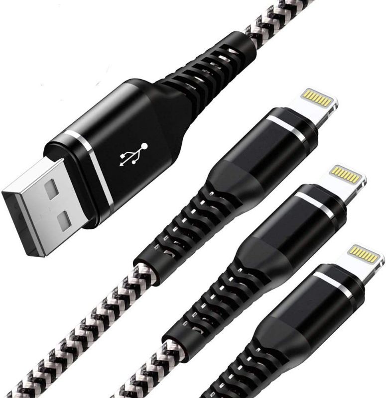 Photo 1 of iPhone Charger 3ft 3Pack Apple MFi Certified Lightning Cable Fast Charging Nylon Braided USB iPhone Charging Cord NEW