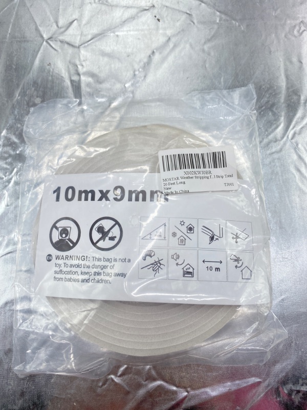 Photo 1 of MOSTAR Weather Stripping for Doors Seal Strip Windows Sealing Tape 2 Rolls Foam Strips Adhesive Insulation Soundproofing Single Sided Rubber Sponge Seal Strip Total 32 Feet Long NEW