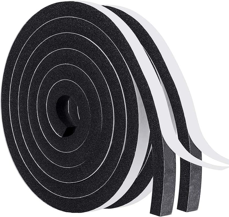 Photo 1 of MOSTAR Weather Stripping for Doors Seal Strip Windows Sealing Tape 2 Rolls Foam Strips Adhesive Insulation Soundproofing Single Sided Rubber Sponge Seal Strip Total 32 Feet Long NEW