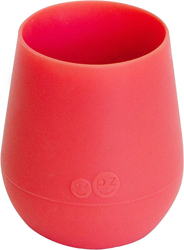 Photo 1 of ezpz Tiny cup  (Coral) - 100% Silicone Cup, Spoon & Bowl with Built-in Placemat for First Foods + Baby Led Weaning + Purees - Designed by a Pediatric Feeding Specialist - 4 Months+ NEW 