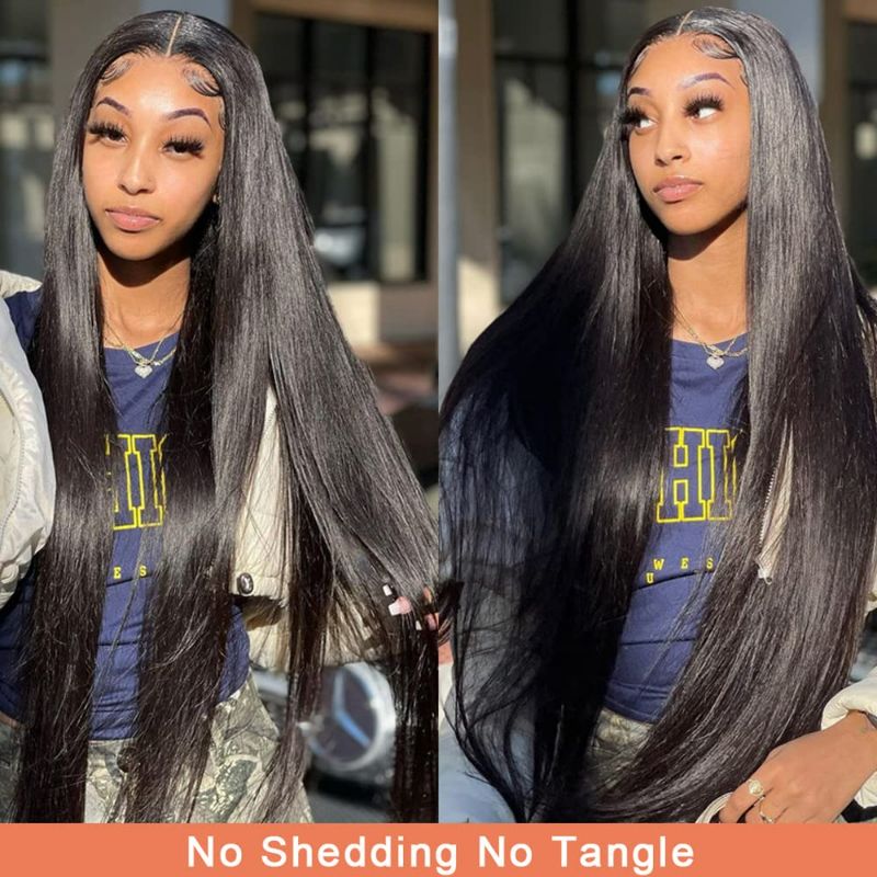 Photo 2 of VIPbeauty 13X6 Glueless Lace Front Human Hair Wig Straight 24 Inch Glueless Invisible HD Lace Frontal Wig Pre Plucked Brazilian Virgin Human Hair Wig NEW 