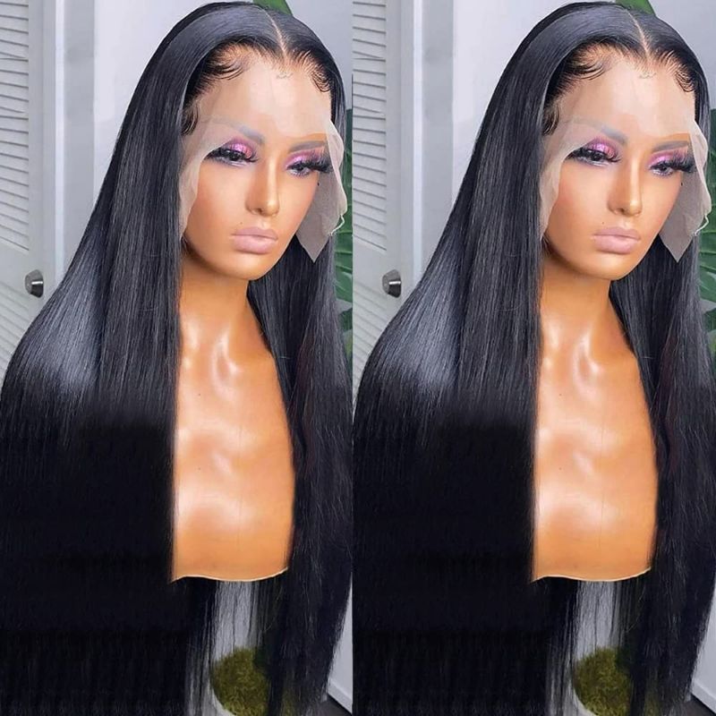 Photo 1 of VIPbeauty 13X6 Glueless Lace Front Human Hair Wig Straight 24 Inch Glueless Invisible HD Lace Frontal Wig Pre Plucked Brazilian Virgin Human Hair Wig NEW 