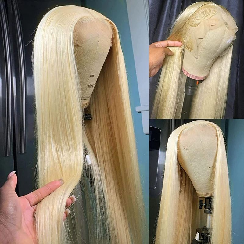Photo 1 of Lemoda 613 Blonde Color  Transparent Lace Frontal Wig Pre Plucked with Baby Hair 150 Density Glueless Human Hair Wigs for Black Women 18 Inch NEW 
