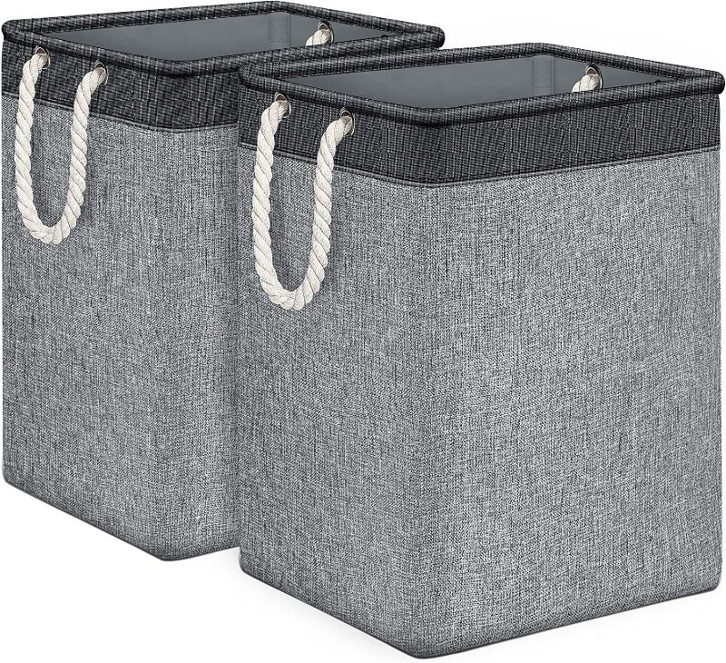 Photo 1 of TomCare Laundry Baskets 2 Pack Freestanding Laundry Hampers for Bedroom Collapsible Laundry Basket with Handles Detachable Brackets Large Laundry Storage Baskets Organizer for Clothes Toys (Grey) NEW