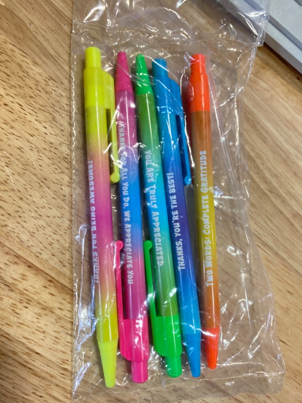 Photo 3 of 5 pack Colorful Soft Touch Click Pens- Motivational Quotes - Multi-color ink Fine Point 0.5mm, Assorted Designs for School Office Home New Hire Onboarding Employee Gifts NEW