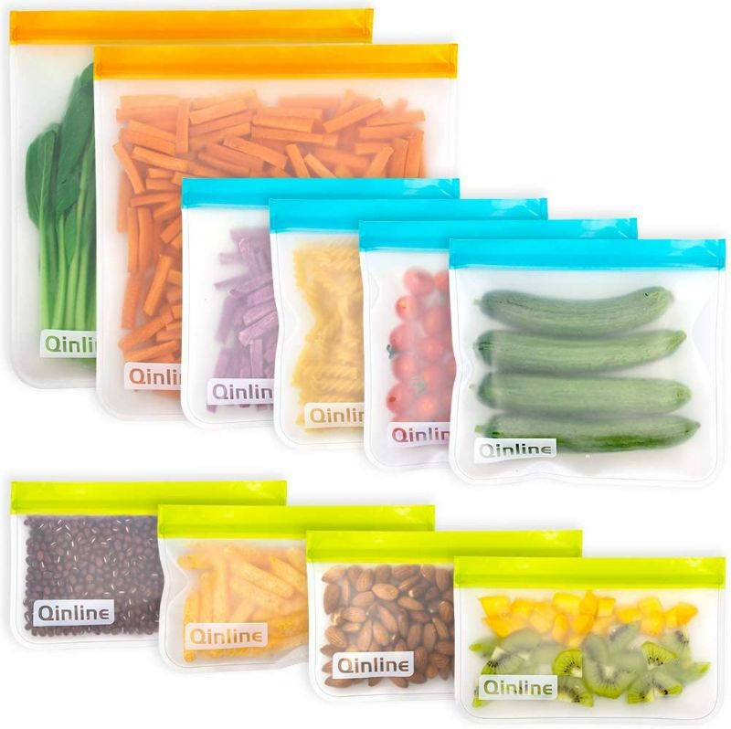 Photo 1 of Reusable Food Storage Bags - 10 Pack BPA FREE Flat Freezer Bags NEW