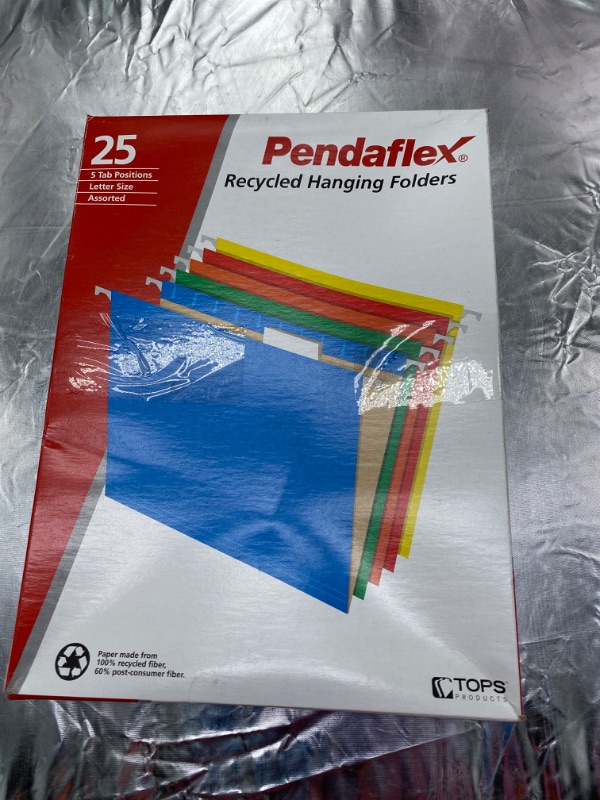 Photo 2 of Pendaflex Hanging File Folders, Letter Size, Assorted Colors, 1/5-Cut Adjustable Tabs, 25 Per Box (81663) Assorted Colors Letter Folders NEW