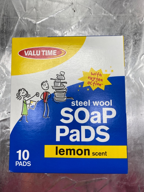 Photo 2 of 10 pcs Valu Time Steel Wool Soap Pads (Lemon Scent) NEW 