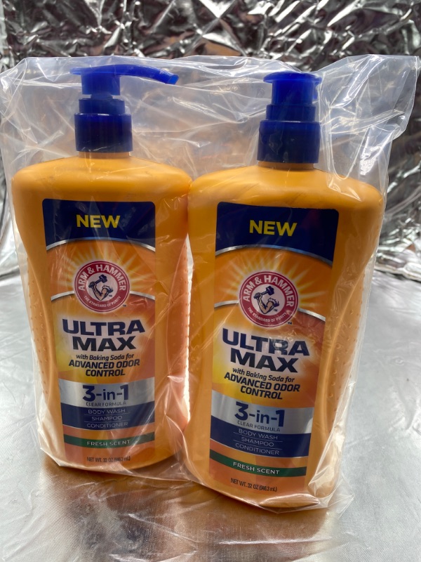 Photo 2 of (Pack of 2) Arm & Hammer Ultra Max Body Wash/Shampoo/Conditioner, 3-in-1, Fresh Scent - 32 oz NEW