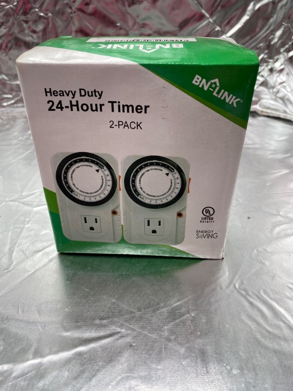 Photo 3 of BN-LINK 24 Hour Plug-in Mechanical Timer Grounded Aquarium, Grow Light, Hydroponics, Pets, Home, Kitchen, Office, Appliances, ETL Listed 125VAC, 60 Hz, 1875W, 15A, 1/2HP (2) NEW