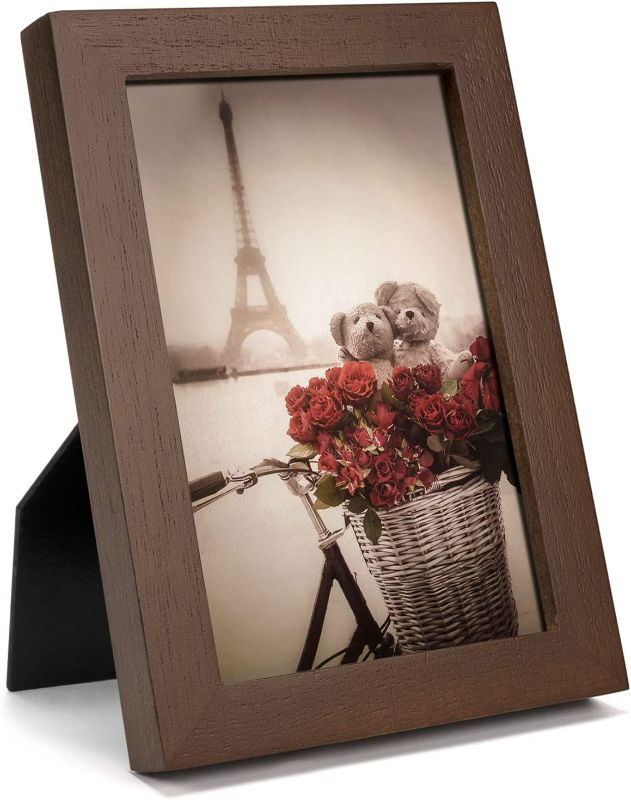 Photo 1 of Emfogo 4x6 Picture Frame, Photo Frame with Real Glass, Solid Wood Rustic Picture Frames 4x6 Display for Wall Decor (Vintage Walunt) NEW
