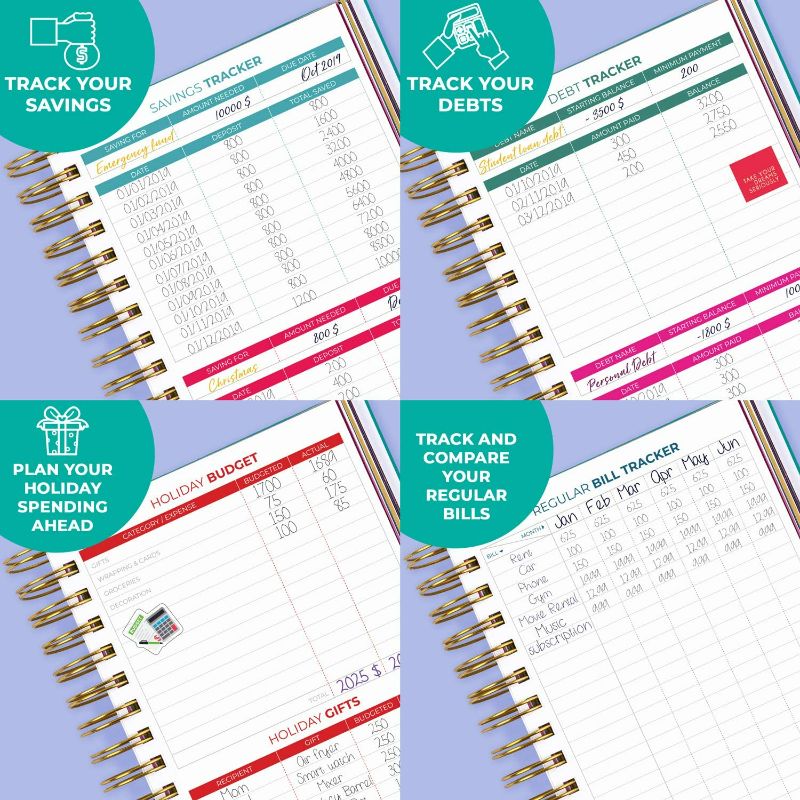 Photo 2 of Clever Fox Budget Planner & Monthly Bill Organizer with Pockets. Expense Tracker Notebook, Budgeting Journal and Financial Planner Budget Book to Control Your Money. Medium (5.1" x 8.2") – Turquoise NEW